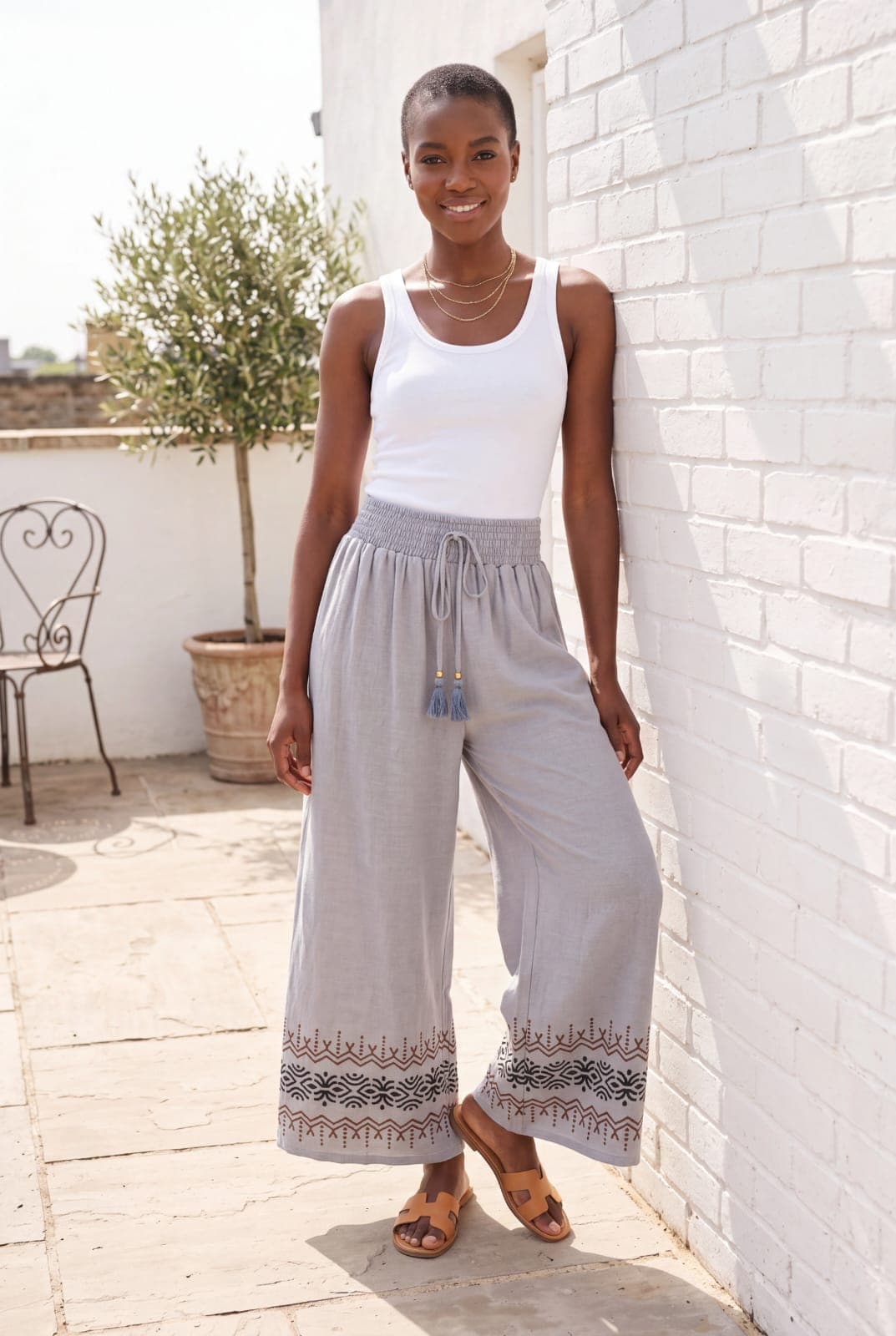 Ivory Palazzo Pants