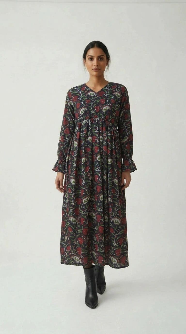 Autumn Bloom Floral Dress