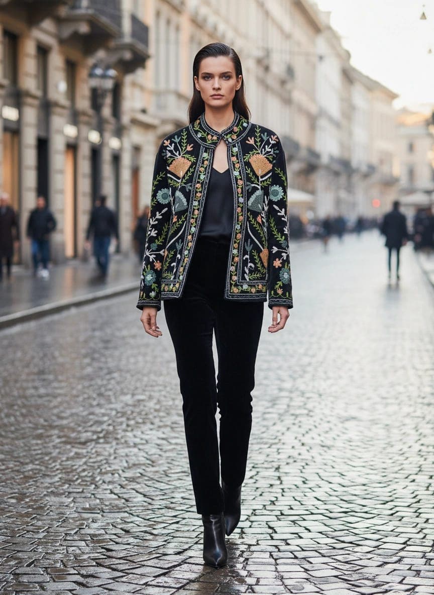 Garden Stitch Embroidered Jacket